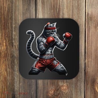Boxing Cat When Your Cat Hits Harder Than You Do Coaster