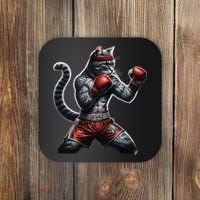 Boxing Cat When Your Cat Hits Harder Than You Do Coaster thumb 0