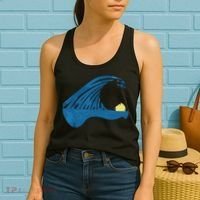 Blue Cats Wave For Kamala Funny Trump Blue Wave Of Cat Women's Tank Top thumb 2