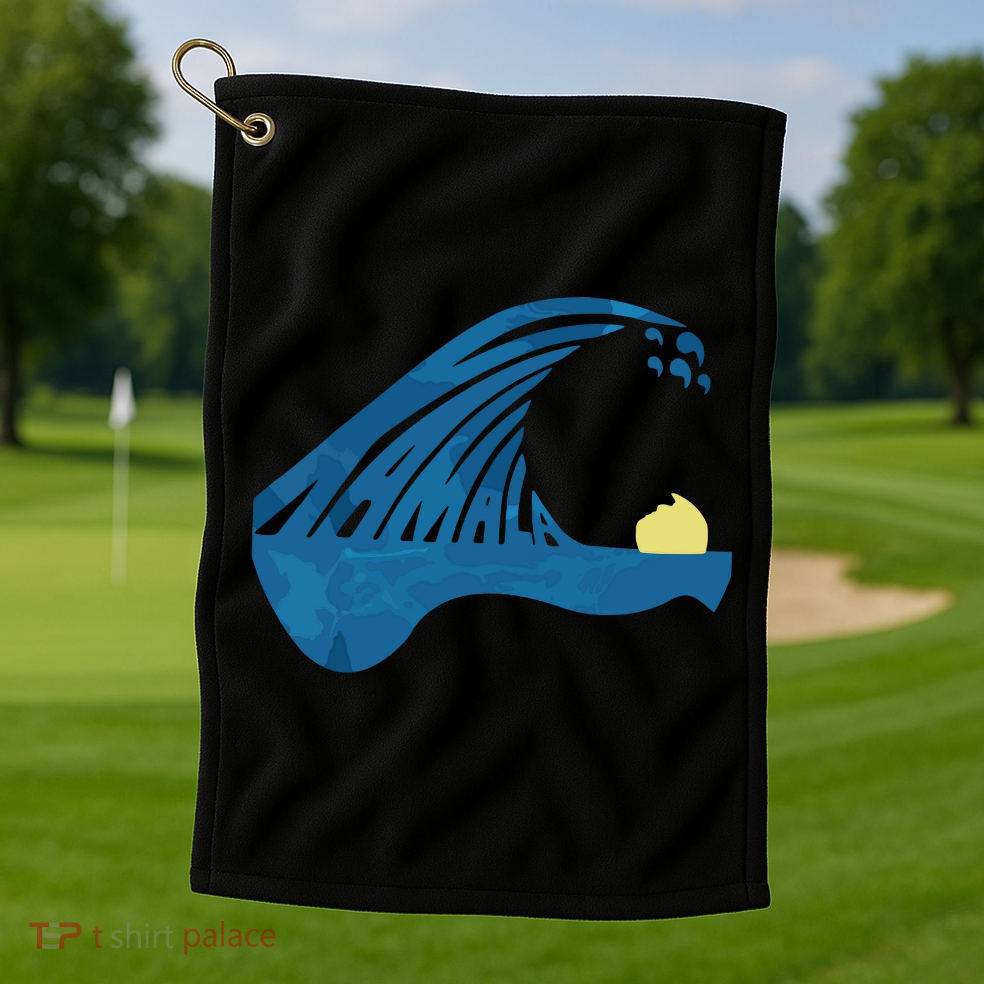 Blue Cats Wave For Kamala Funny Trump Blue Wave Of Cat Golf Towel