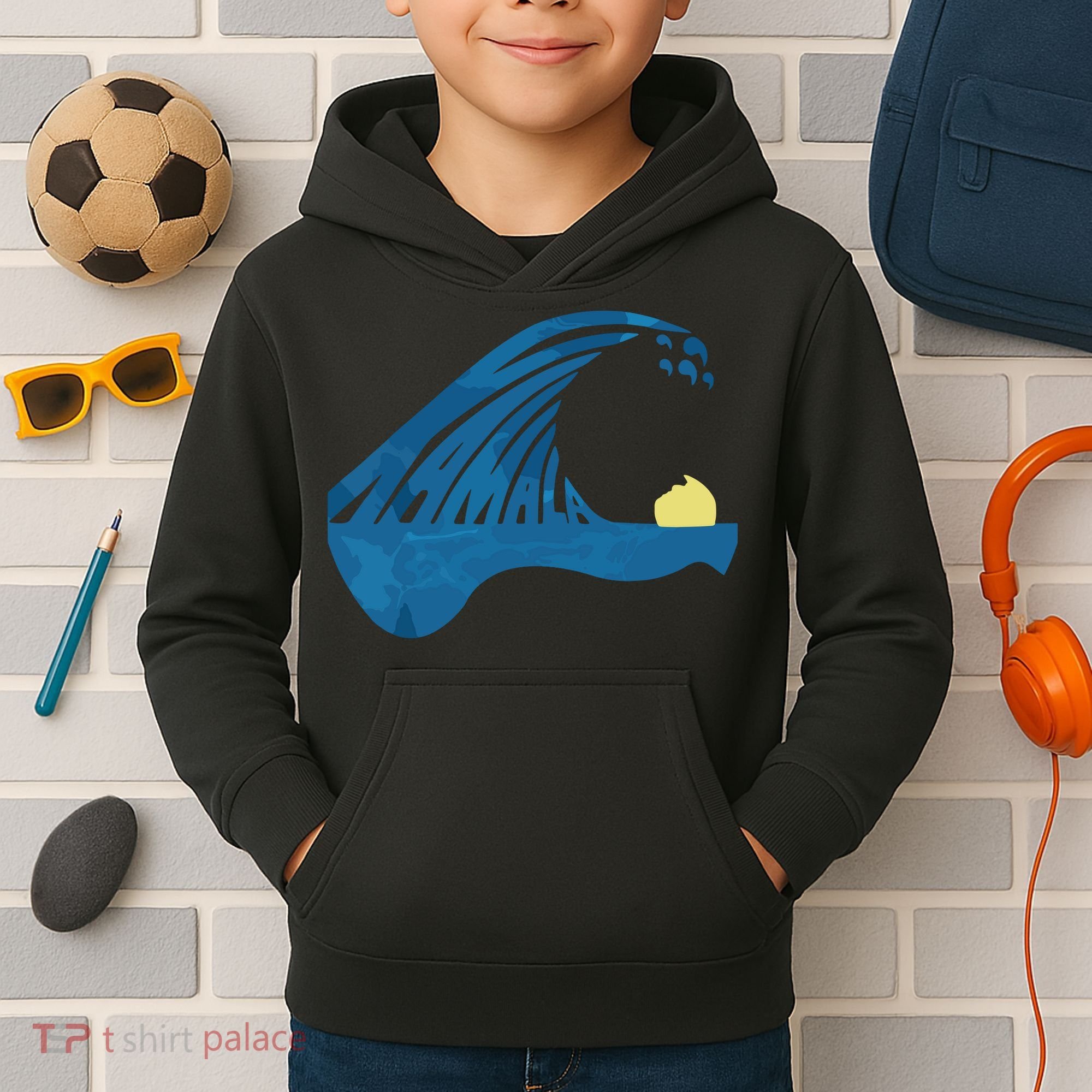 Blue Cats Wave For Kamala Funny Trump Blue Wave Of Cat Kids Hoodie