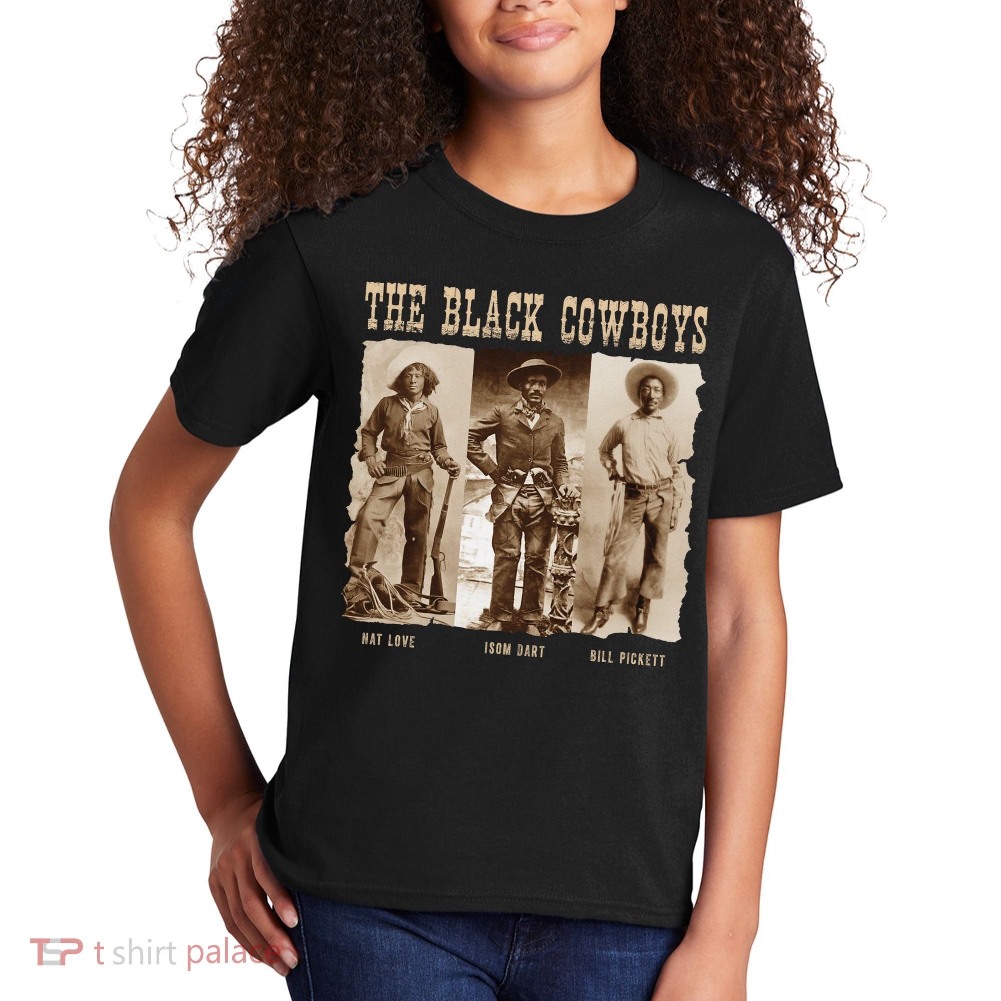 Black Cowboy Western Rodeo Melanin Black History Kids T-Shirt