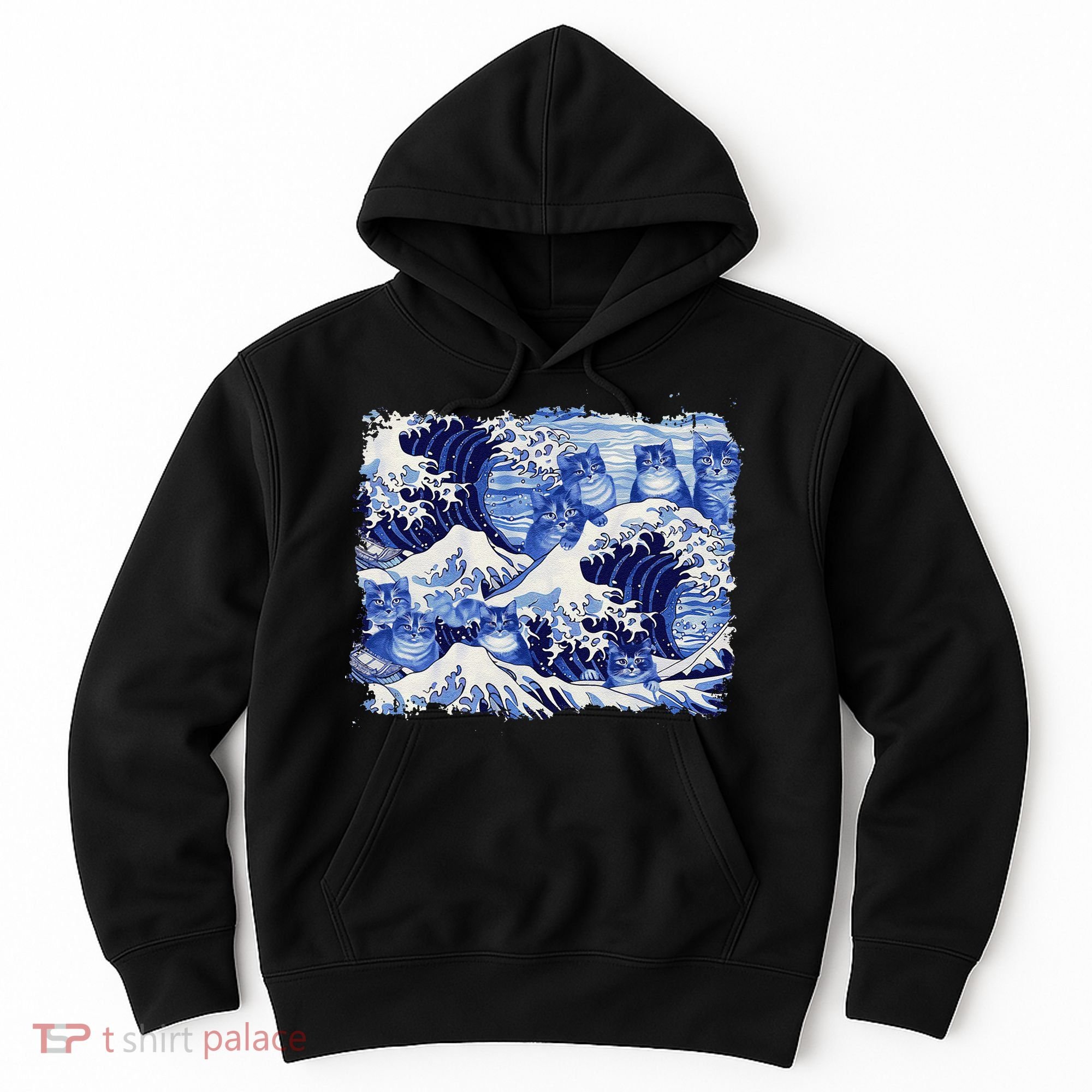 Blue Cats Wave For Kamala Funny Cat Owners Kamala Harris Gift Hoodie