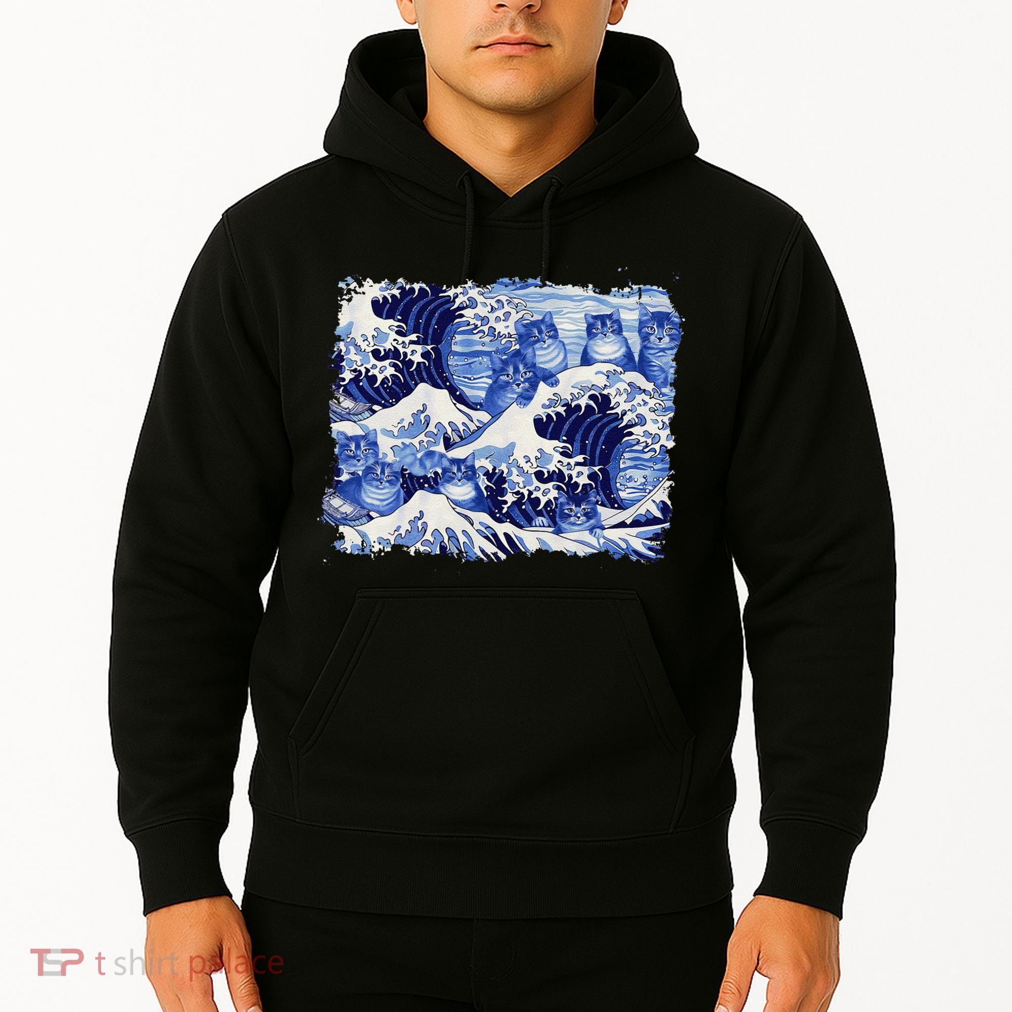Blue Cats Wave For Kamala Funny Cat Owners Kamala Harris Gift Hoodie