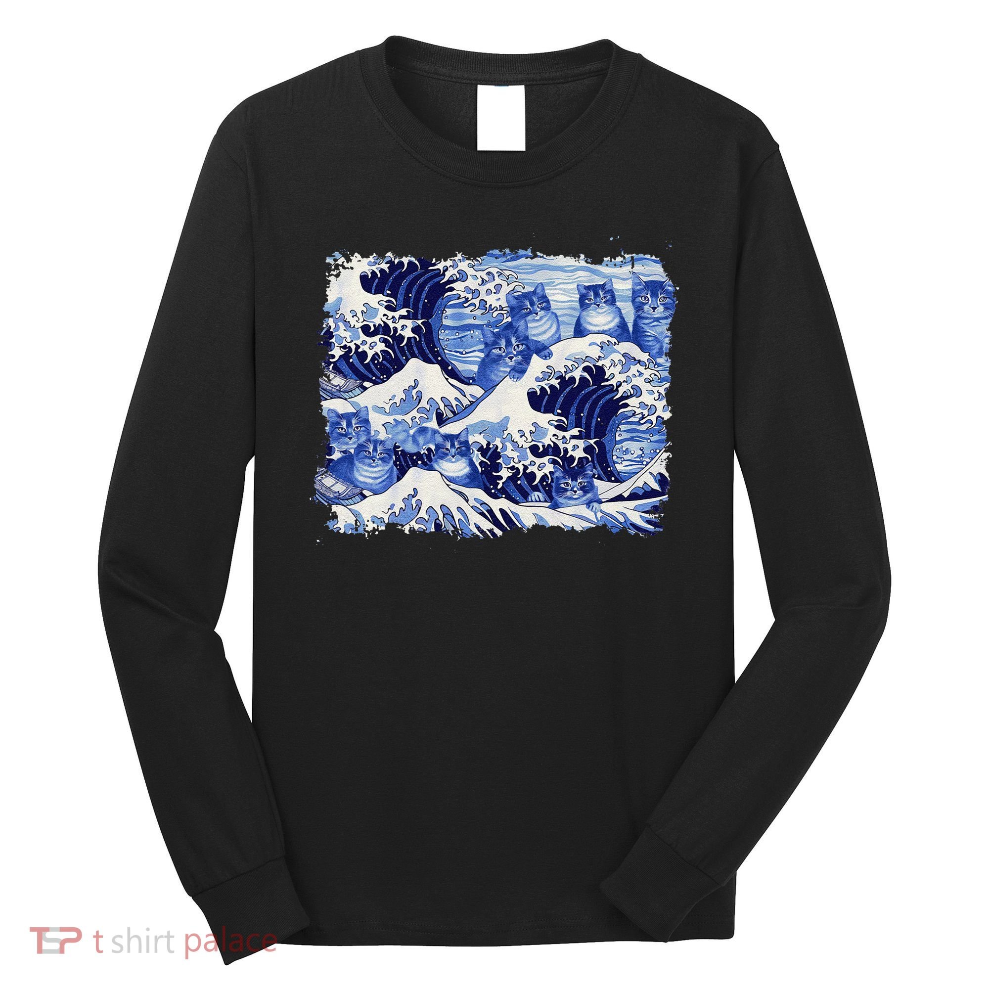 Blue Cats Wave For Kamala Funny Cat Owners Kamala Harris Gift Long Sleeve Shirt