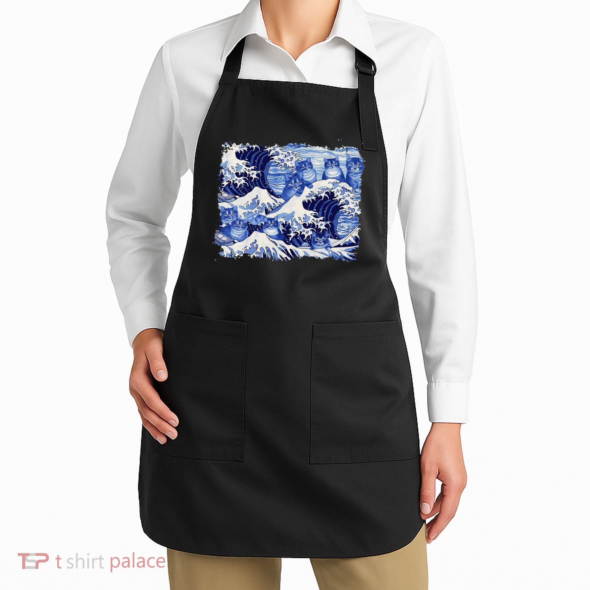 Blue Cats Wave For Kamala Funny Cat Owners Kamala Harris Gift Apron