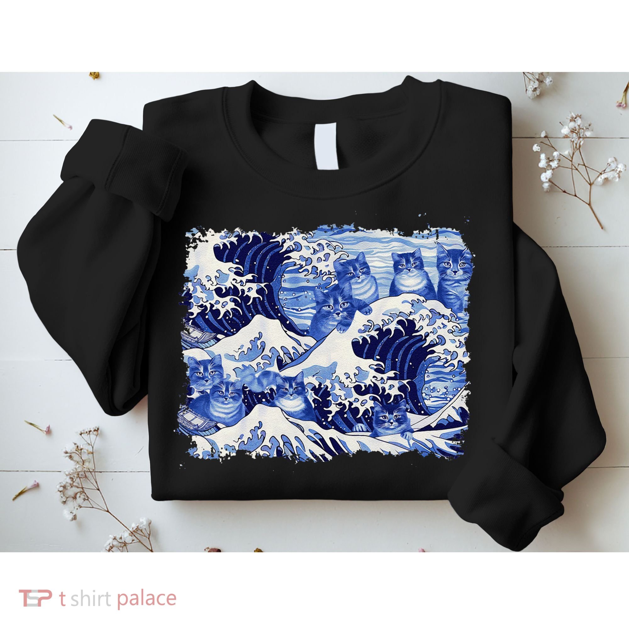 Blue Cats Wave For Kamala Funny Cat Owners Kamala Harris Gift Sweatshirt