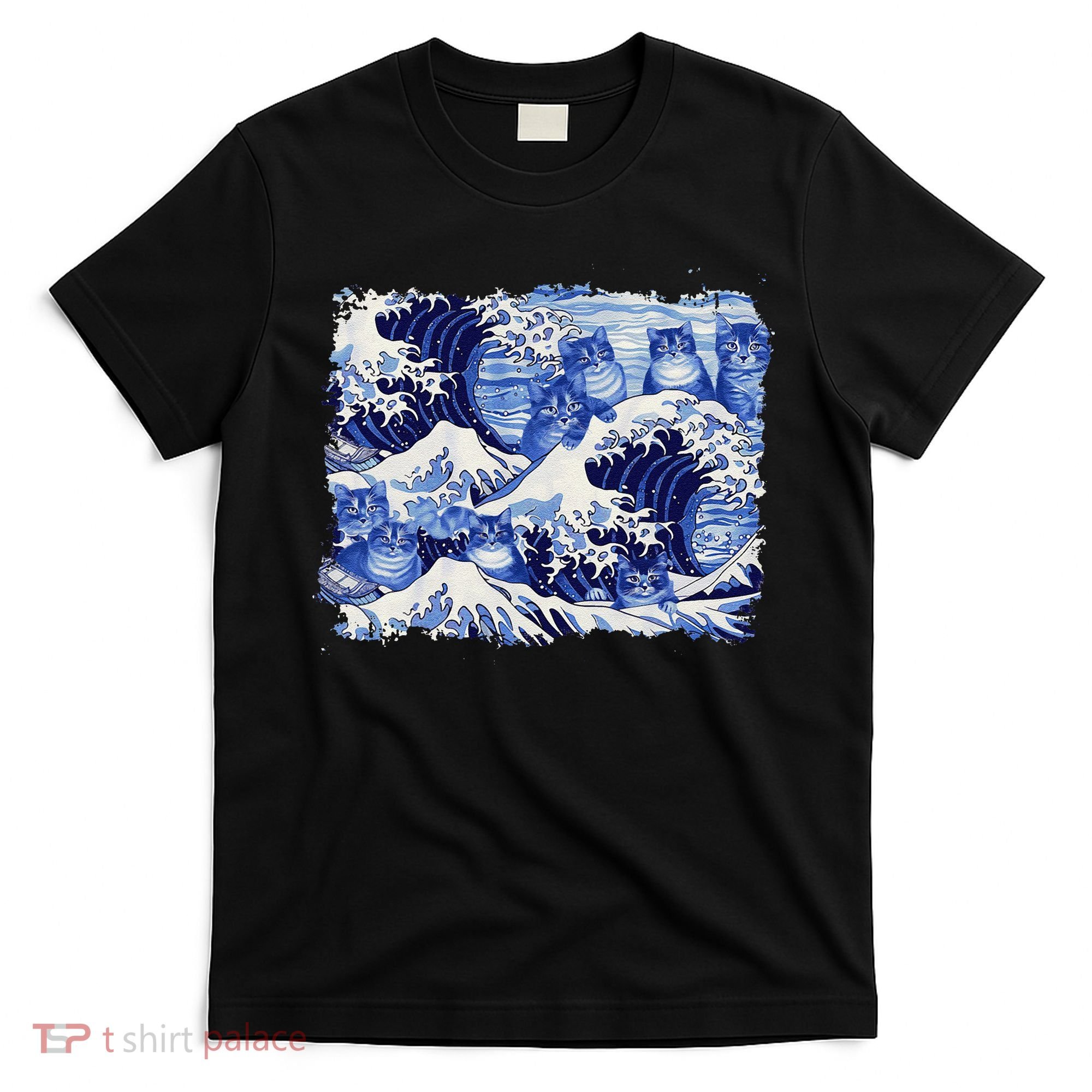 Blue Cats Wave For Kamala Funny Cat Owners Kamala Harris Gift T-Shirt