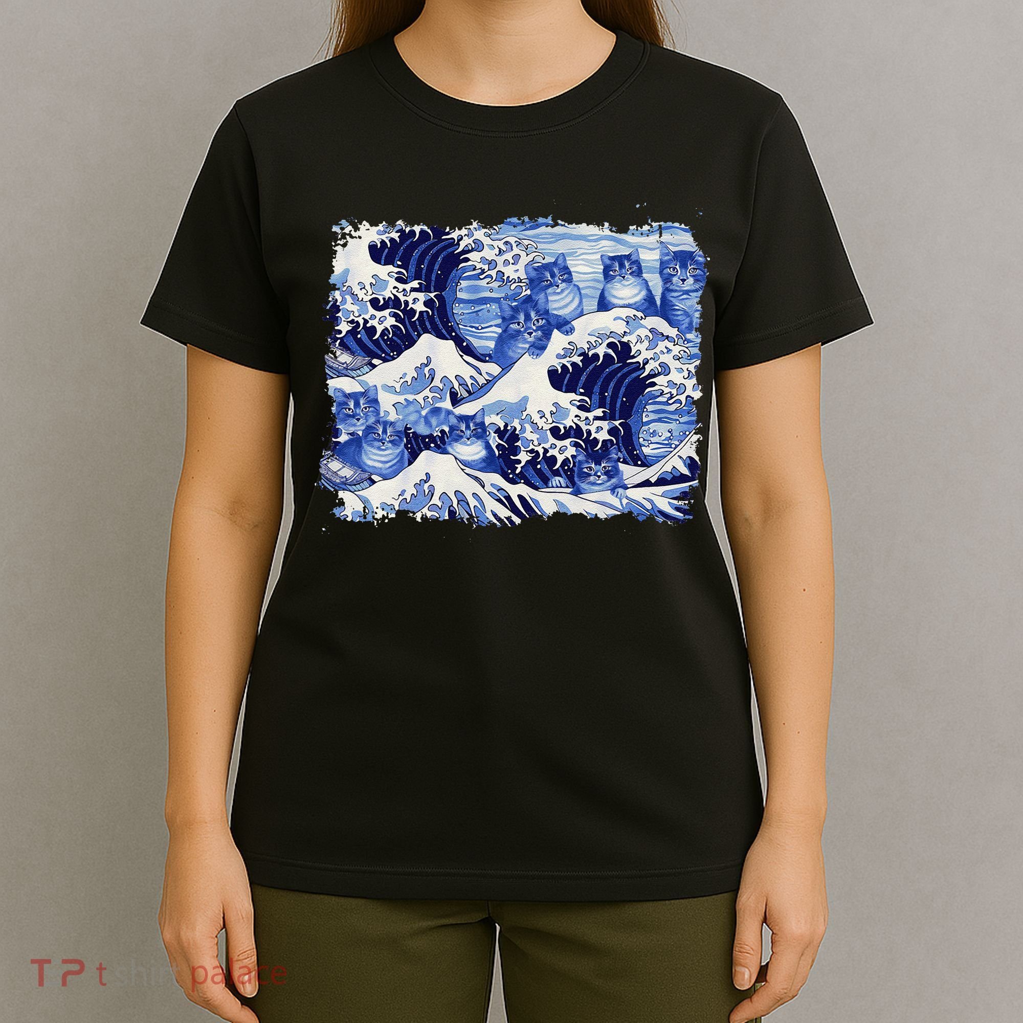 Blue Cats Wave For Kamala Funny Cat Owners Kamala Harris Gift T-Shirt