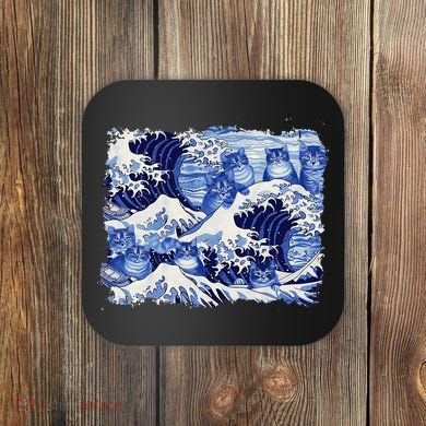 Blue Cats Wave For Kamala Funny Cat Owners Kamala Harris Gift Coaster