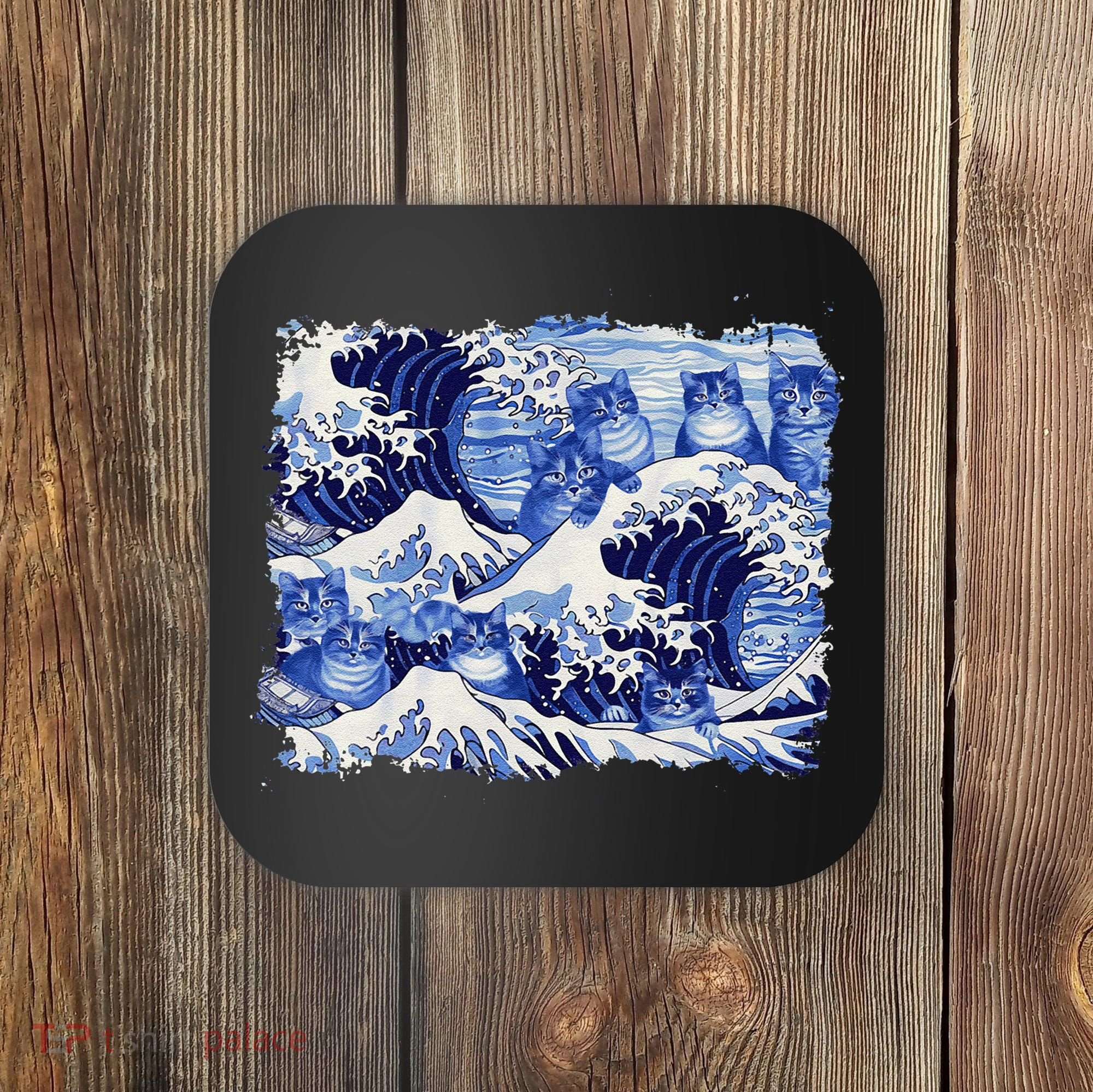 Blue Cats Wave For Kamala Funny Cat Owners Kamala Harris Gift Coaster