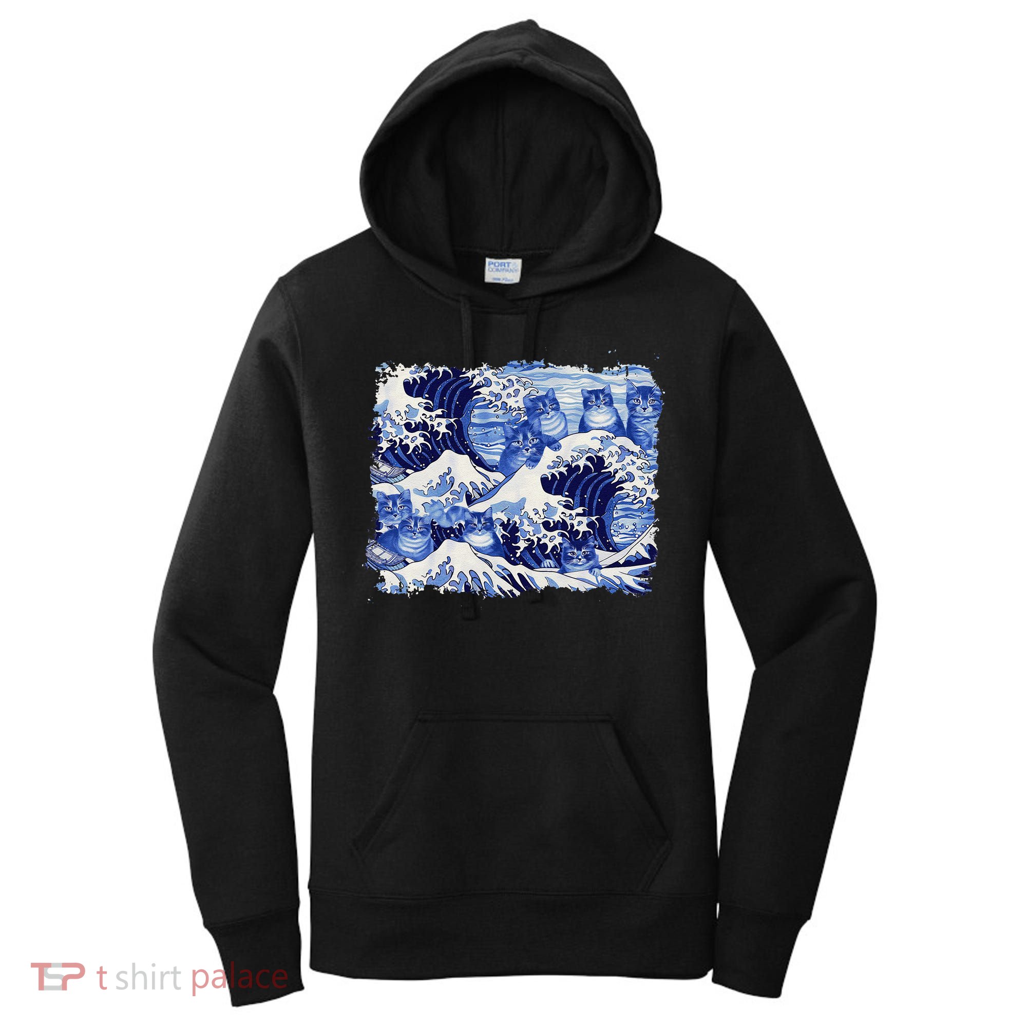 Blue Cats Wave For Kamala Funny Cat Owners Kamala Harris Gift Women's Hoodie