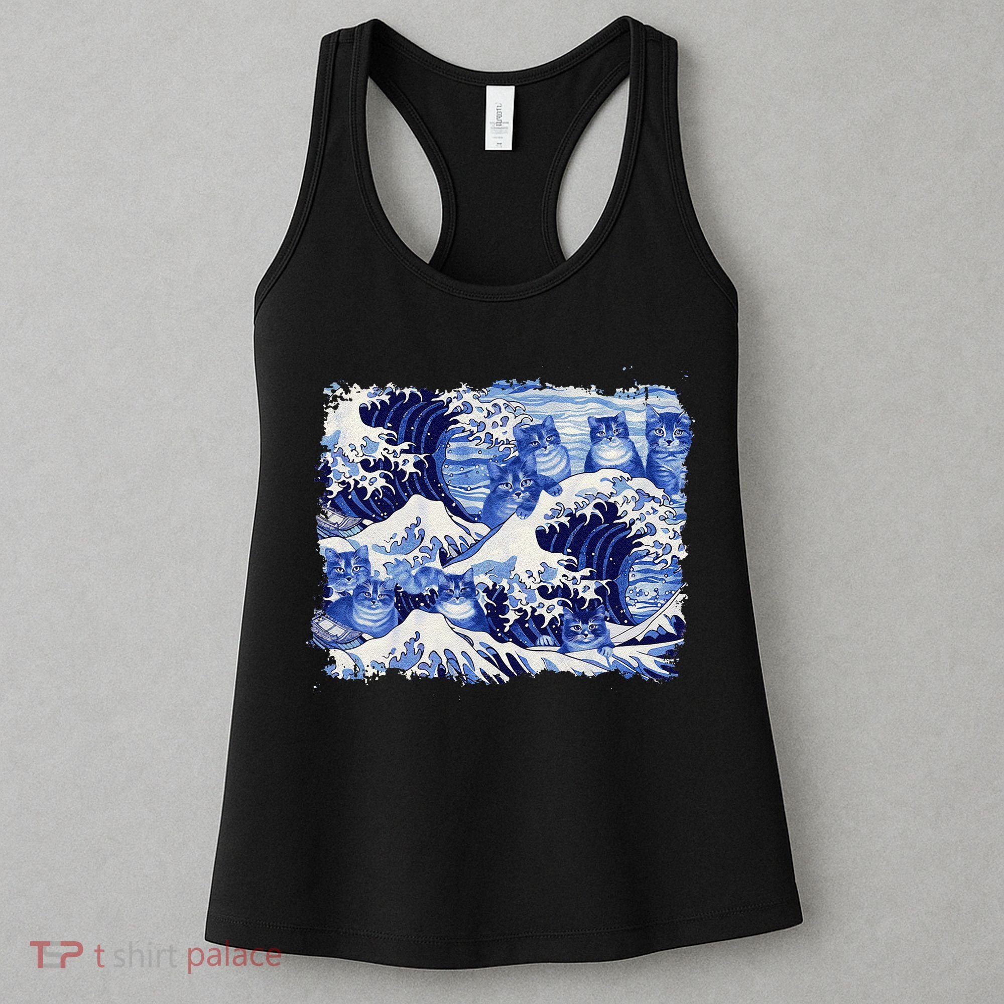 Blue Cats Wave For Kamala Funny Cat Owners Kamala Harris Gift Women's Tank Top