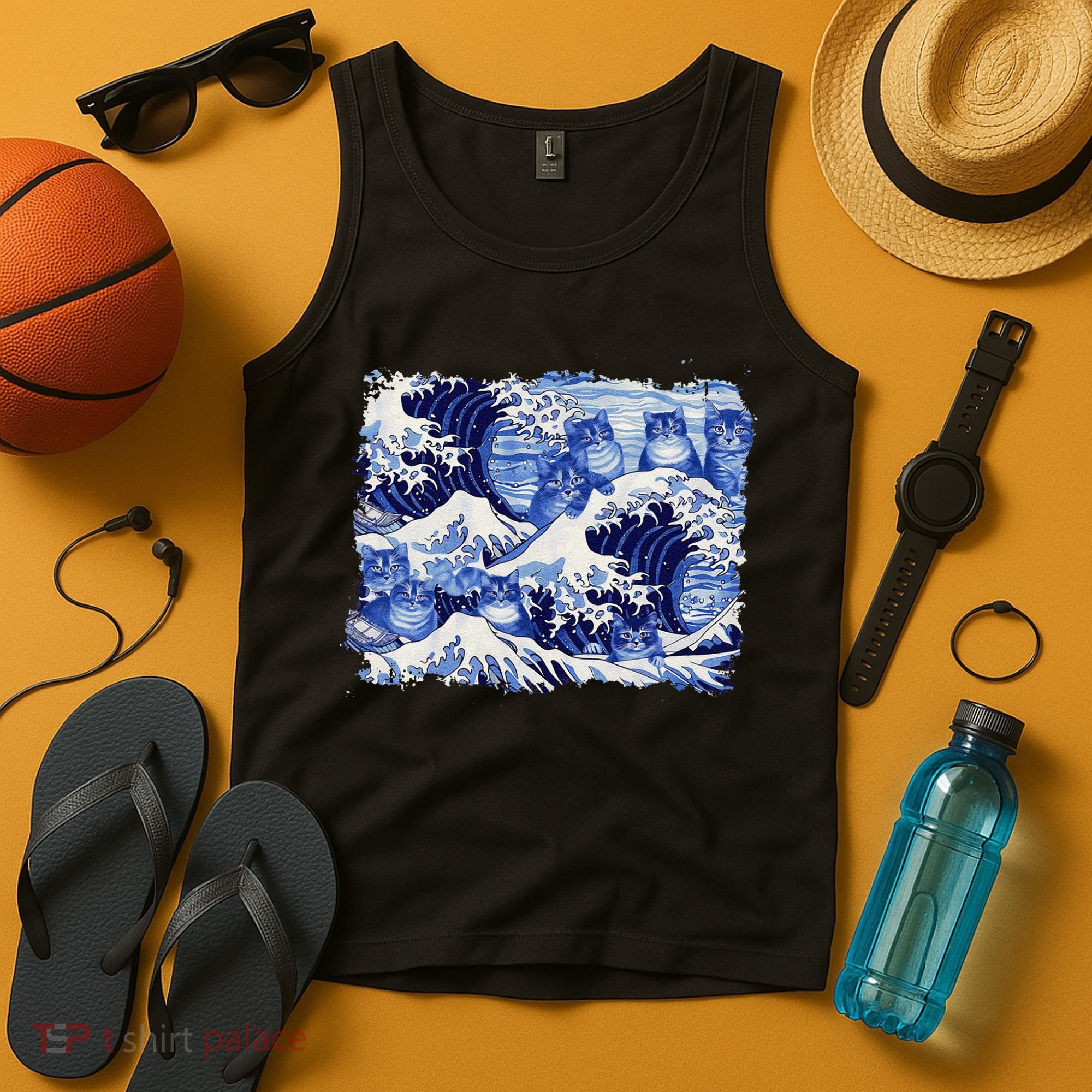 Blue Cats Wave For Kamala Funny Cat Owners Kamala Harris Gift Tank Top