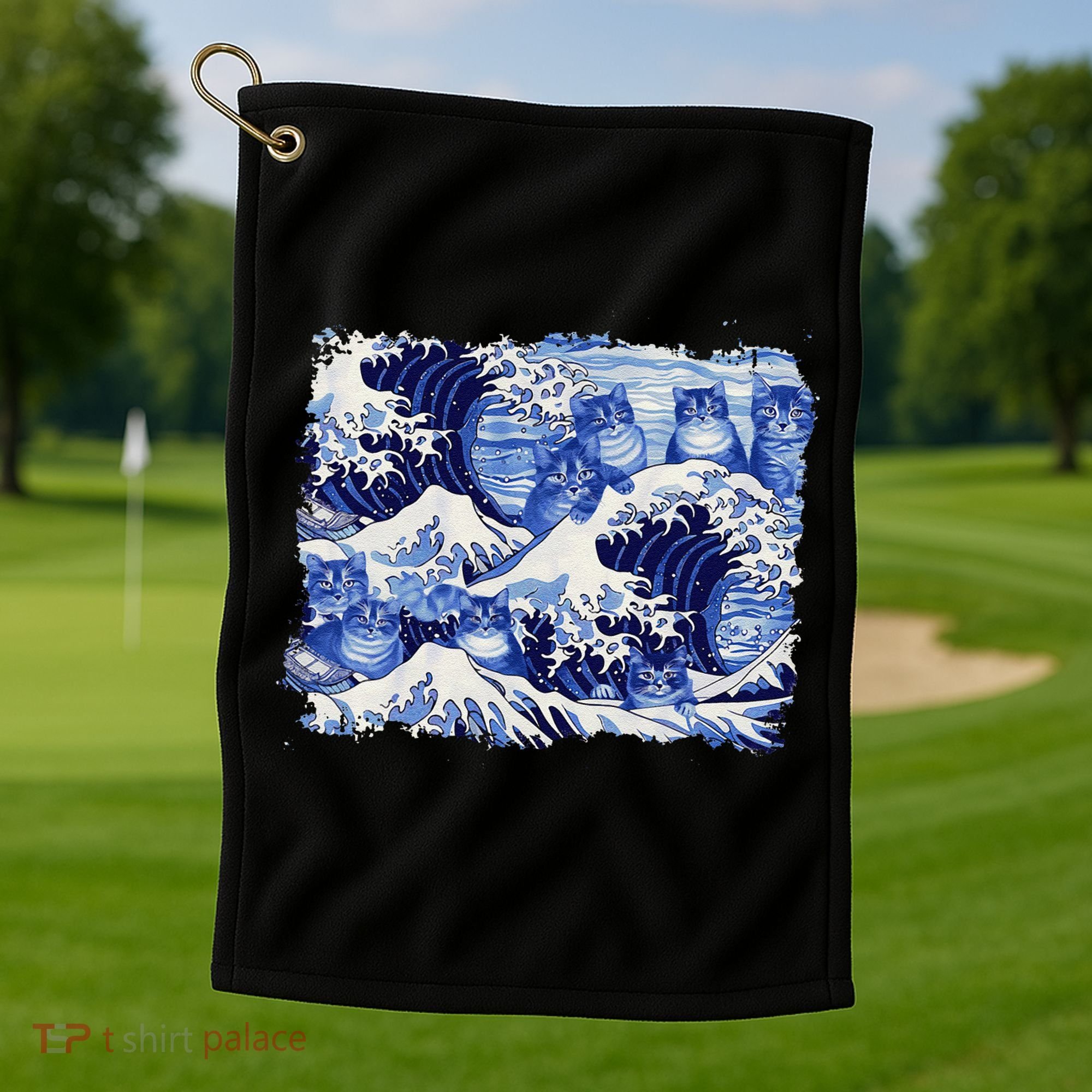Blue Cats Wave For Kamala Funny Cat Owners Kamala Harris Gift Golf Towel