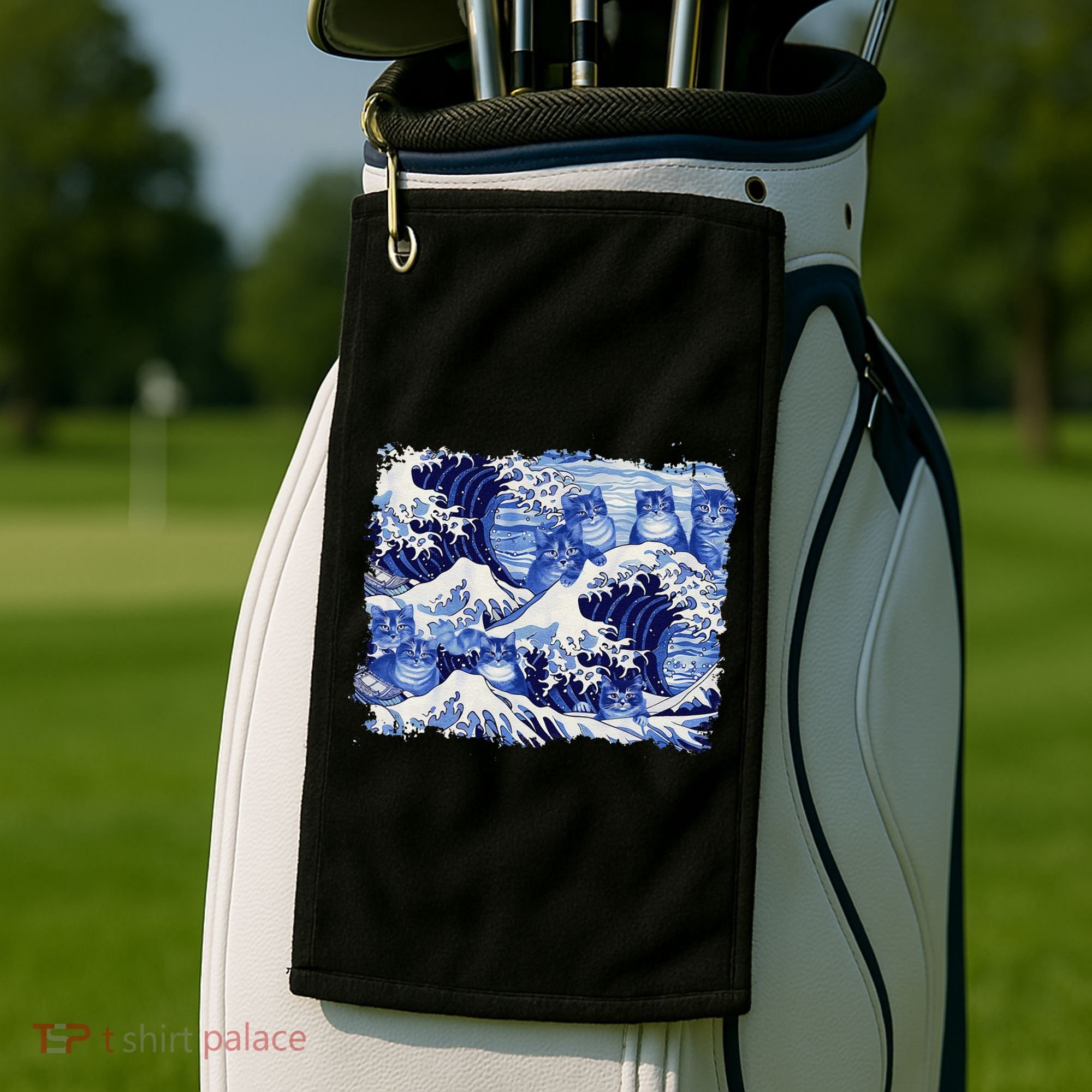 Blue Cats Wave For Kamala Funny Cat Owners Kamala Harris Gift Golf Towel