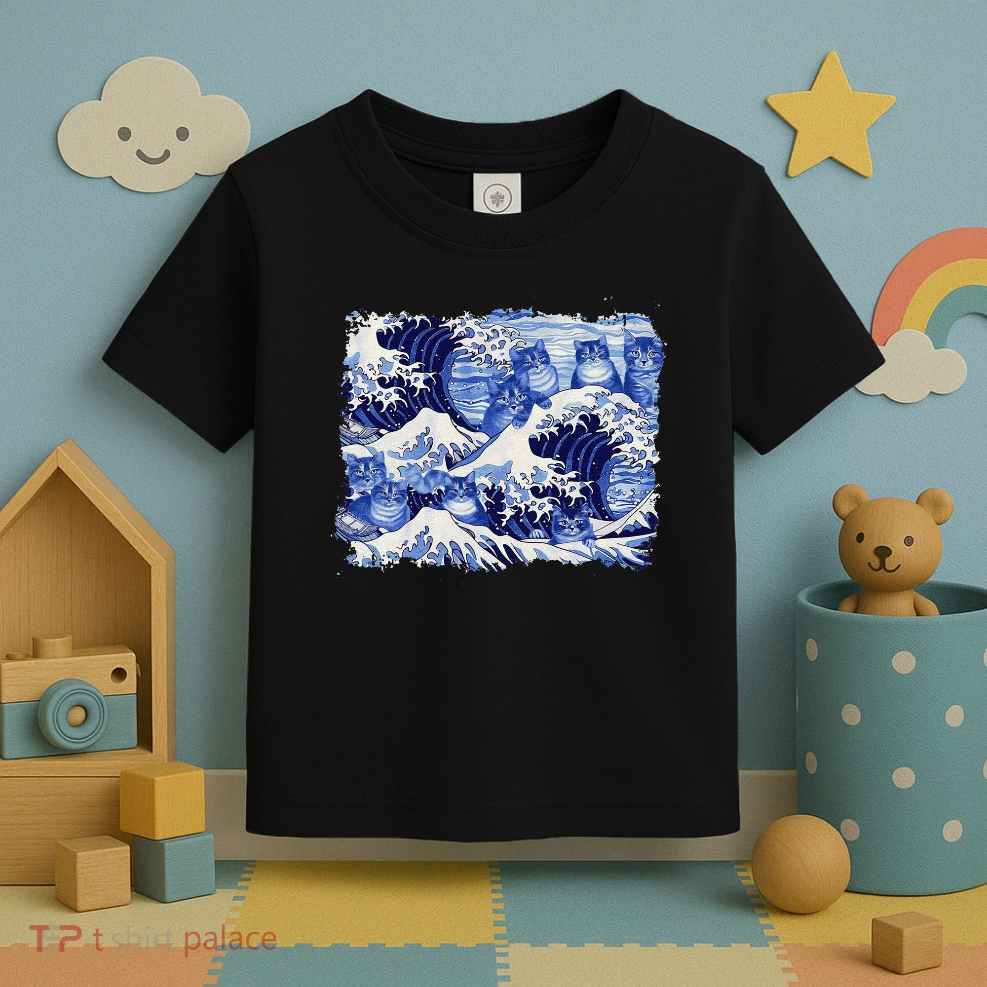 Blue Cats Wave For Kamala Funny Cat Owners Kamala Harris Gift Toddler T-Shirt
