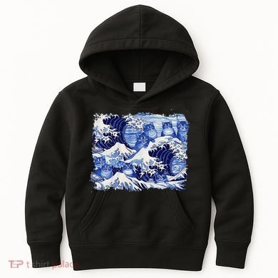 Blue Cats Wave For Kamala Funny Cat Owners Kamala Harris Gift Kids Hoodie