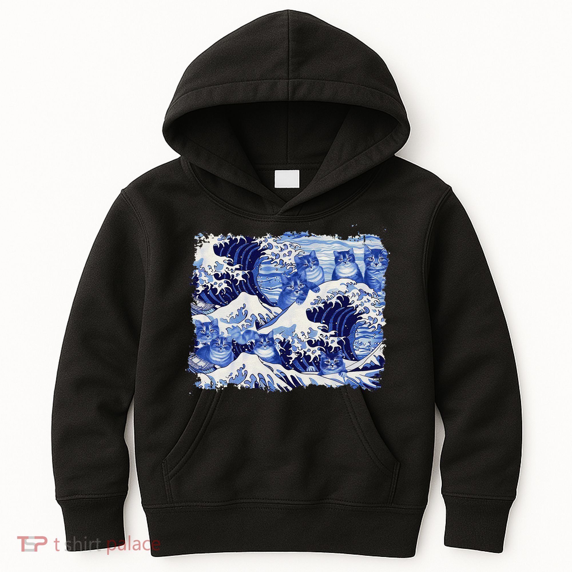 Blue Cats Wave For Kamala Funny Cat Owners Kamala Harris Gift Kids Hoodie