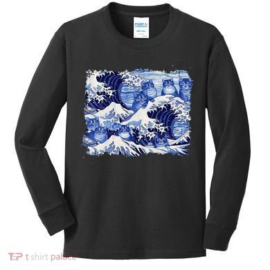 Blue Cats Wave For Kamala Funny Cat Owners Kamala Harris Gift Kids Long Sleeve Shirt
