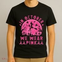Breast Cancer Women Halloween In October We Wear Pin.K T-Shirt thumb 3