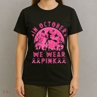 Breast Cancer Women Halloween In October We Wear Pin.K T-Shirt thumb 4