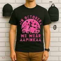 Breast Cancer Women Halloween In October We Wear Pin.K T-Shirt thumb 6