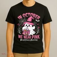 Breast Cancer Women Halloween In October We Wear Pin.K T-Shirt thumb 3