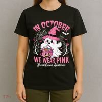 Breast Cancer Women Halloween In October We Wear Pin.K T-Shirt thumb 4