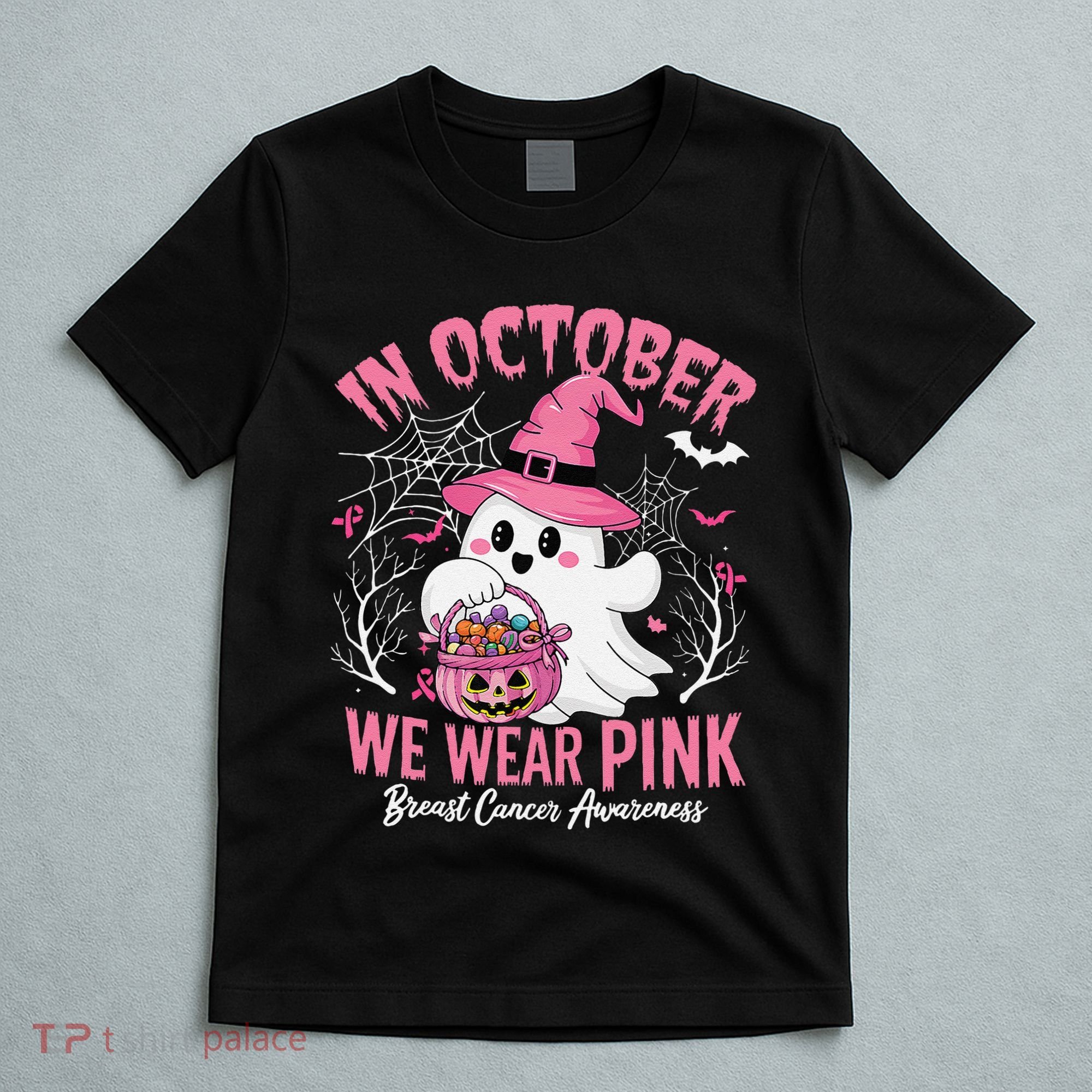 Breast Cancer Women Halloween In October We Wear Pin.K T-Shirt
