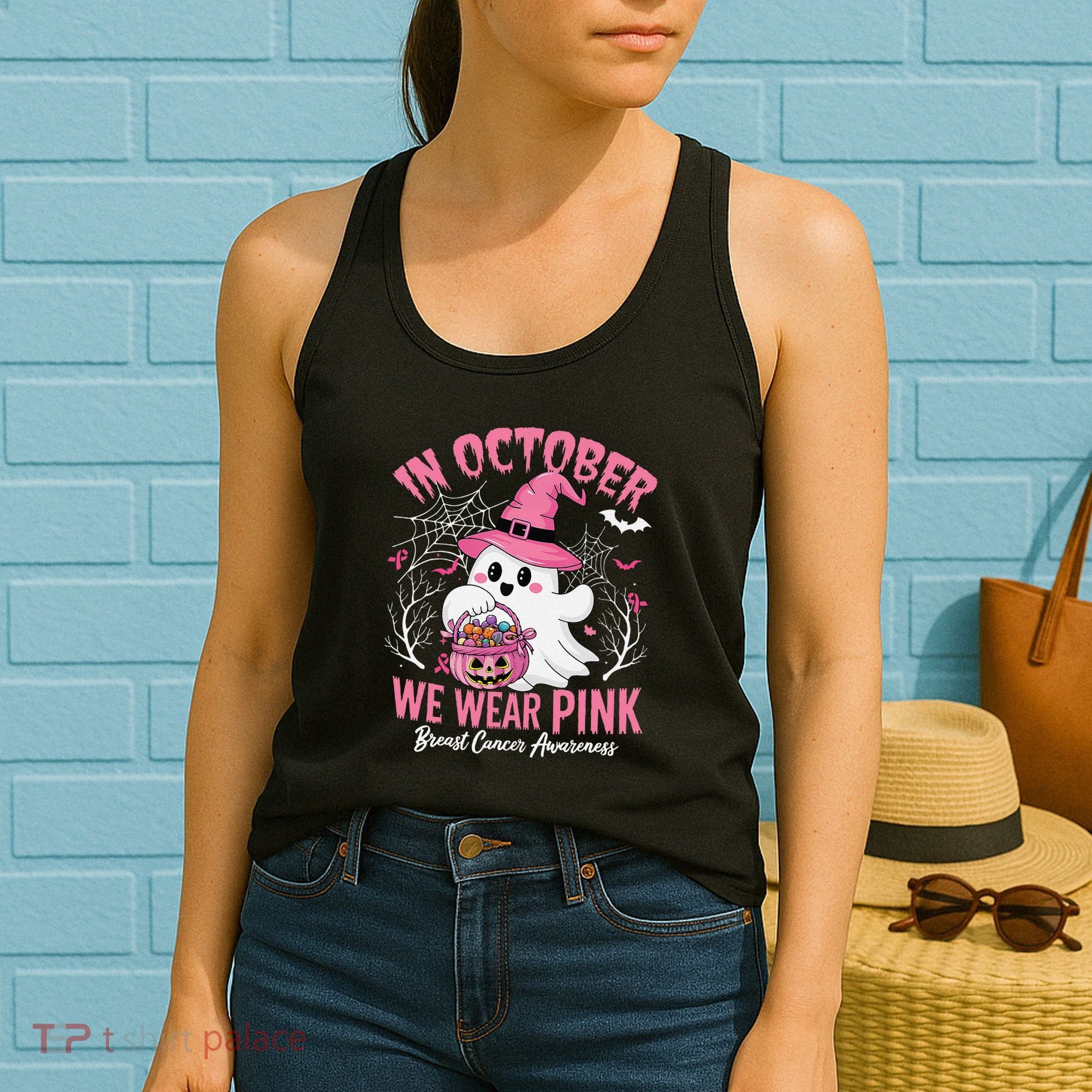 Breast Cancer Women Halloween In October We Wear Pin.K Women's Tank Top