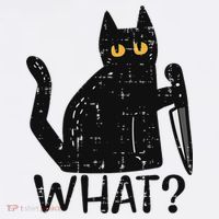 Black Cat What Knife Funny Murderous Halloween Pet Women Sweatshirt thumb 3