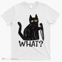 Black Cat What Knife Funny Murderous Halloween Pet Women T-Shirt thumb 0