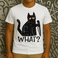 Black Cat What Knife Funny Murderous Halloween Pet Women T-Shirt thumb 3