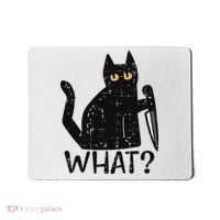 Black Cat What Knife Funny Murderous Halloween Pet Women Mousepad thumb 0