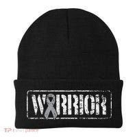 Brain Cancer Warrior Grey Military Style Ribbon Beanie thumb 0