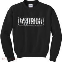 Brain Cancer Warrior Grey Military Style Ribbon Kids Sweatshirt thumb 0