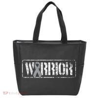 Brain Cancer Warrior Grey Military Style Ribbon Tote Bag thumb 0