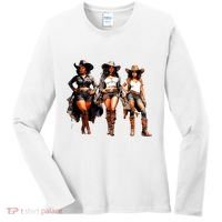 Black Cowgirl Western Rodeo Melanin Black History Texas Women's Long Sleeve Shirt thumb 0
