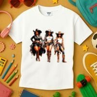Black Cowgirl Western Rodeo Melanin Black History Texas Kids T-Shirt thumb 3
