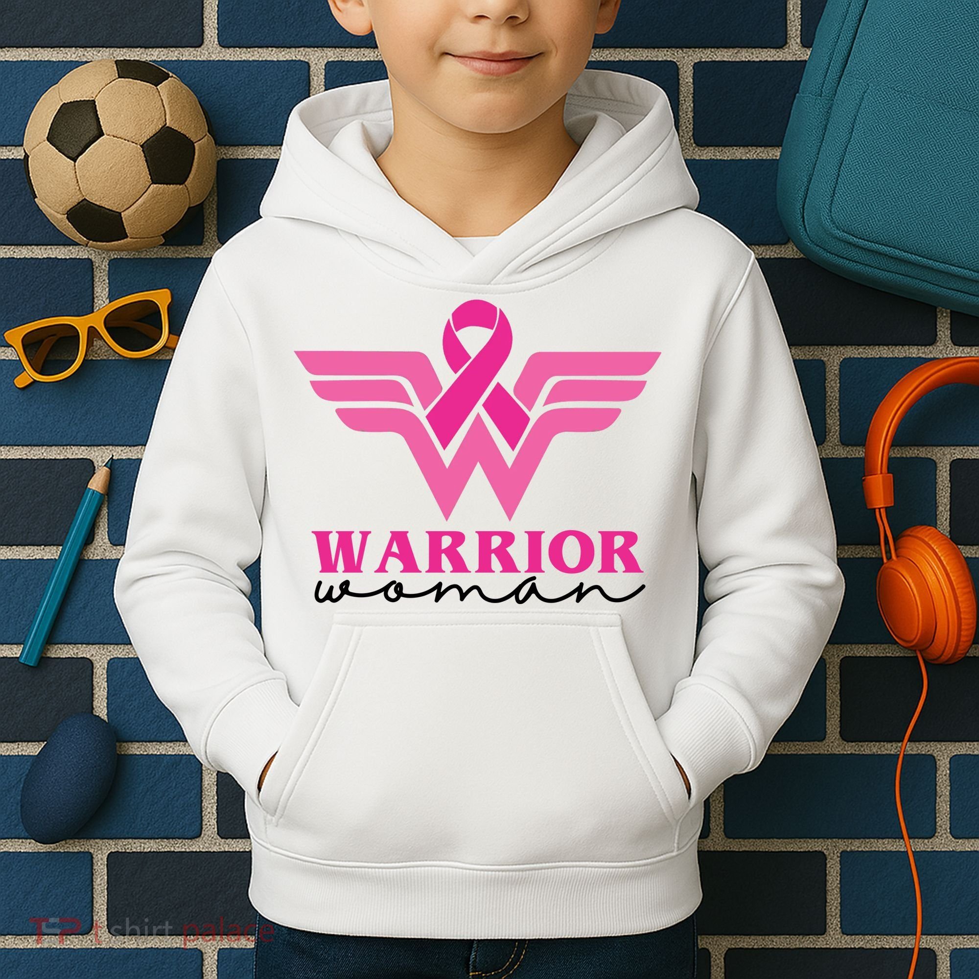 Breast Cancer Warrior Gift For Her Kids Hoodie