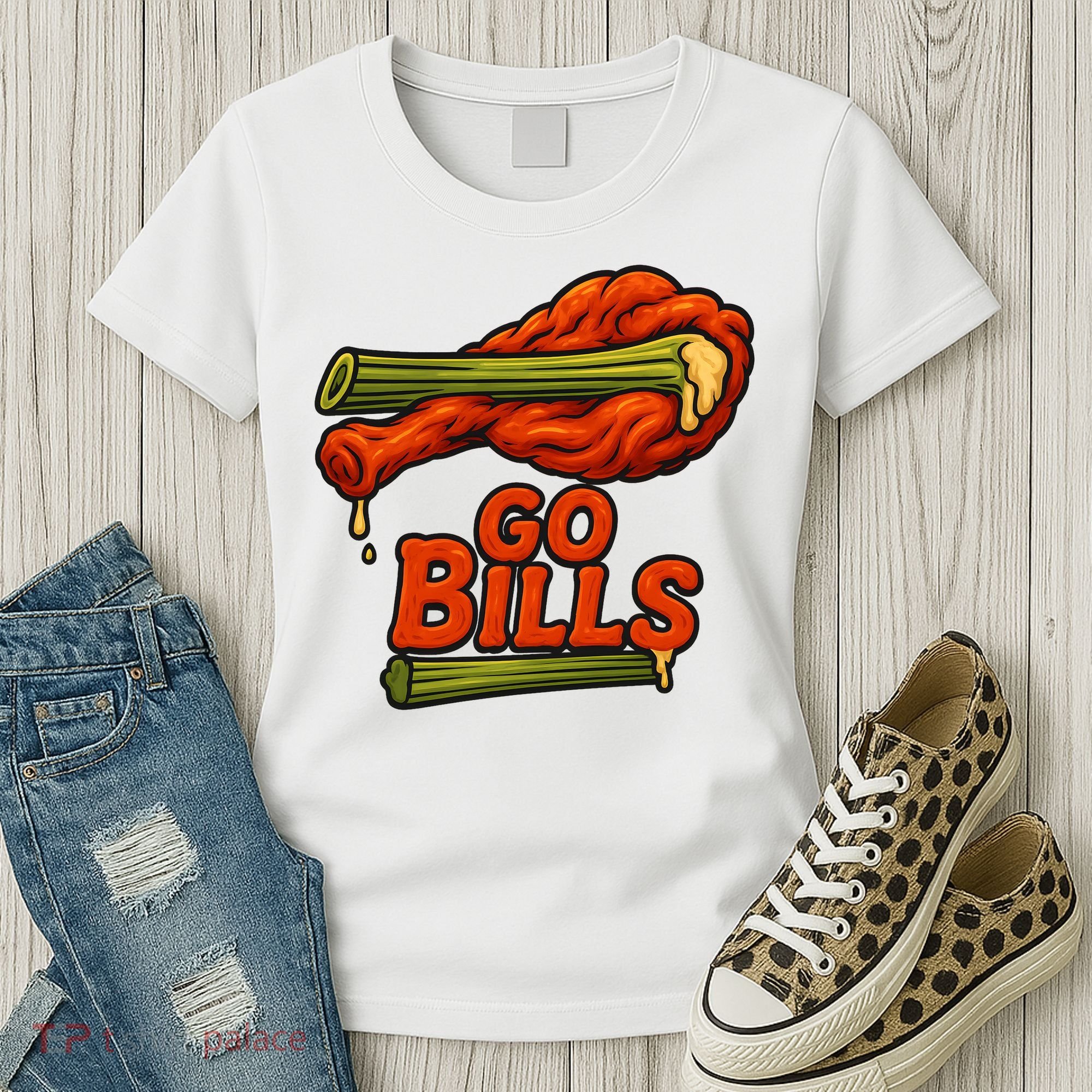 Bills Chicken Wings Funny Football Fan Women's T-Shirt