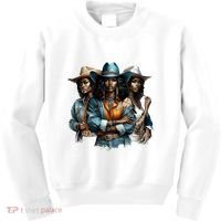 Black Cowgirl Western Rodeo Melanin Black History Juneteenth Gift Kids Sweatshirt thumb 0