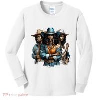 Black Cowgirl Western Rodeo Melanin Black History Juneteenth Gift Kids Long Sleeve Shirt thumb 0