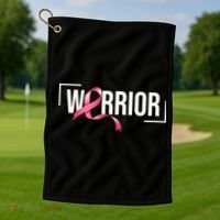 Breast Cancer Warrior Ribbon Golf Towel thumb 1