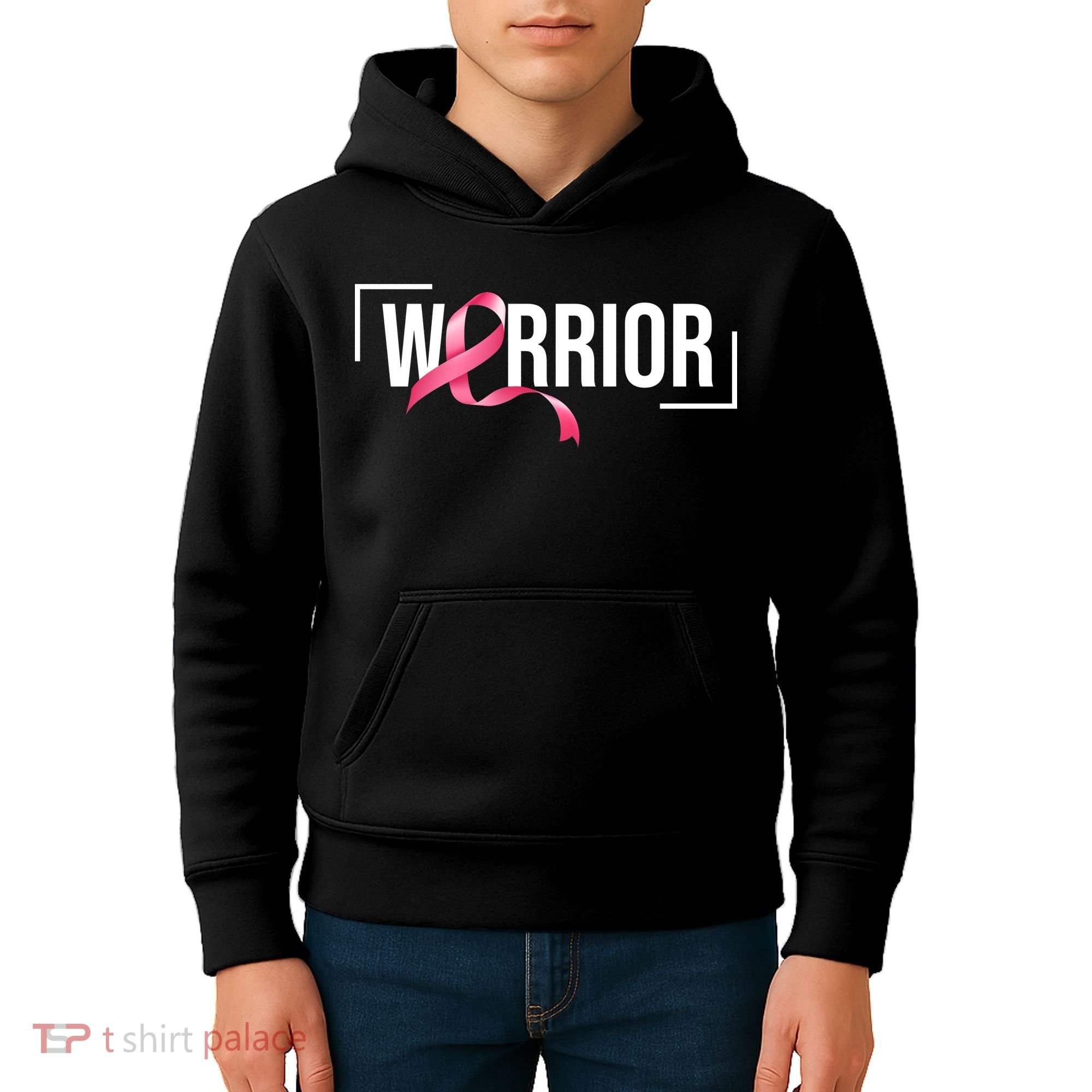 Breast Cancer Warrior Ribbon Kids Hoodie