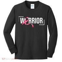 Breast Cancer Warrior Ribbon Kids Long Sleeve Shirt thumb 0