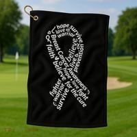 Breast Cancer Warrior Ribbon Awareness Golf Towel thumb 1