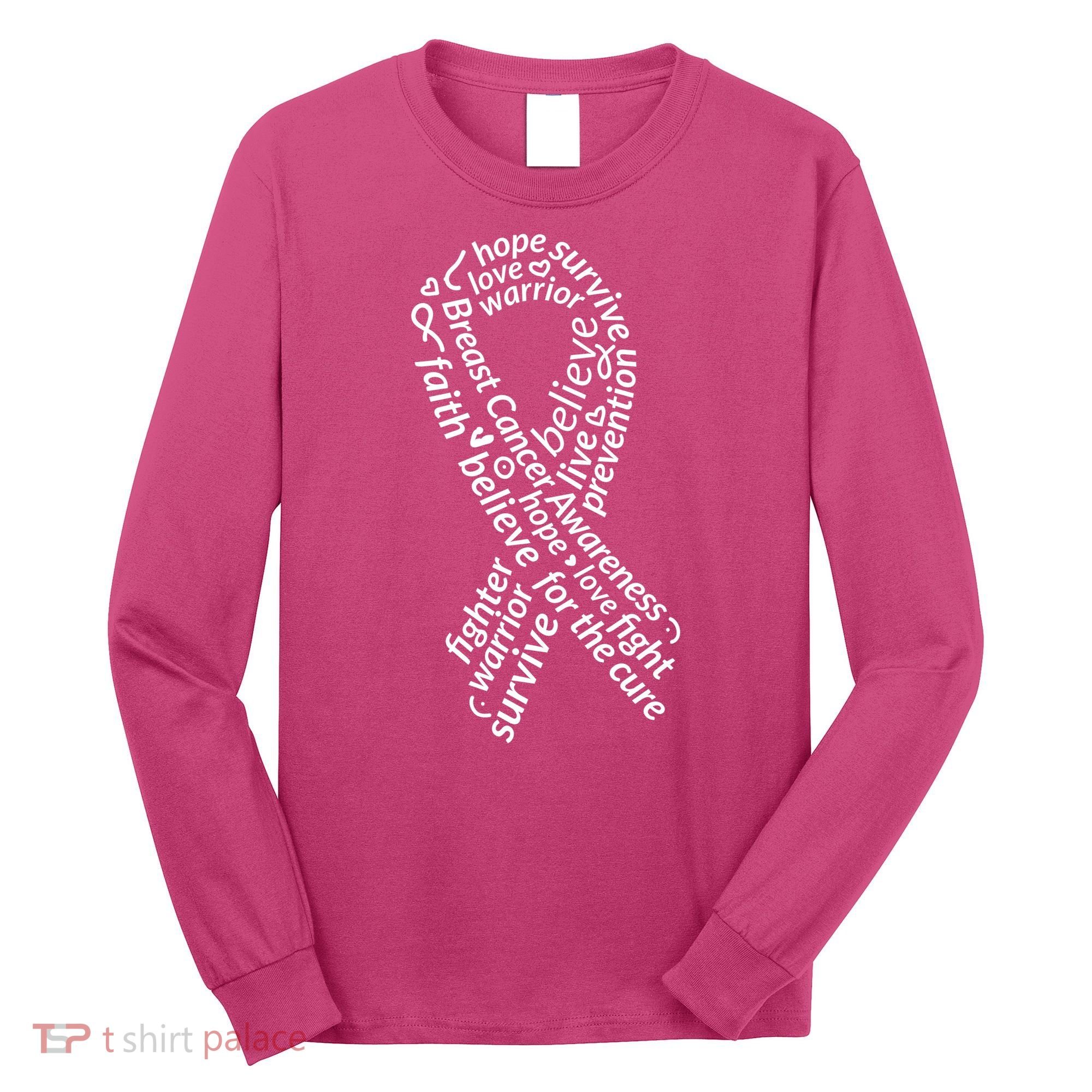 Breast Cancer Warrior Ribbon Awareness Long Sleeve Shirt