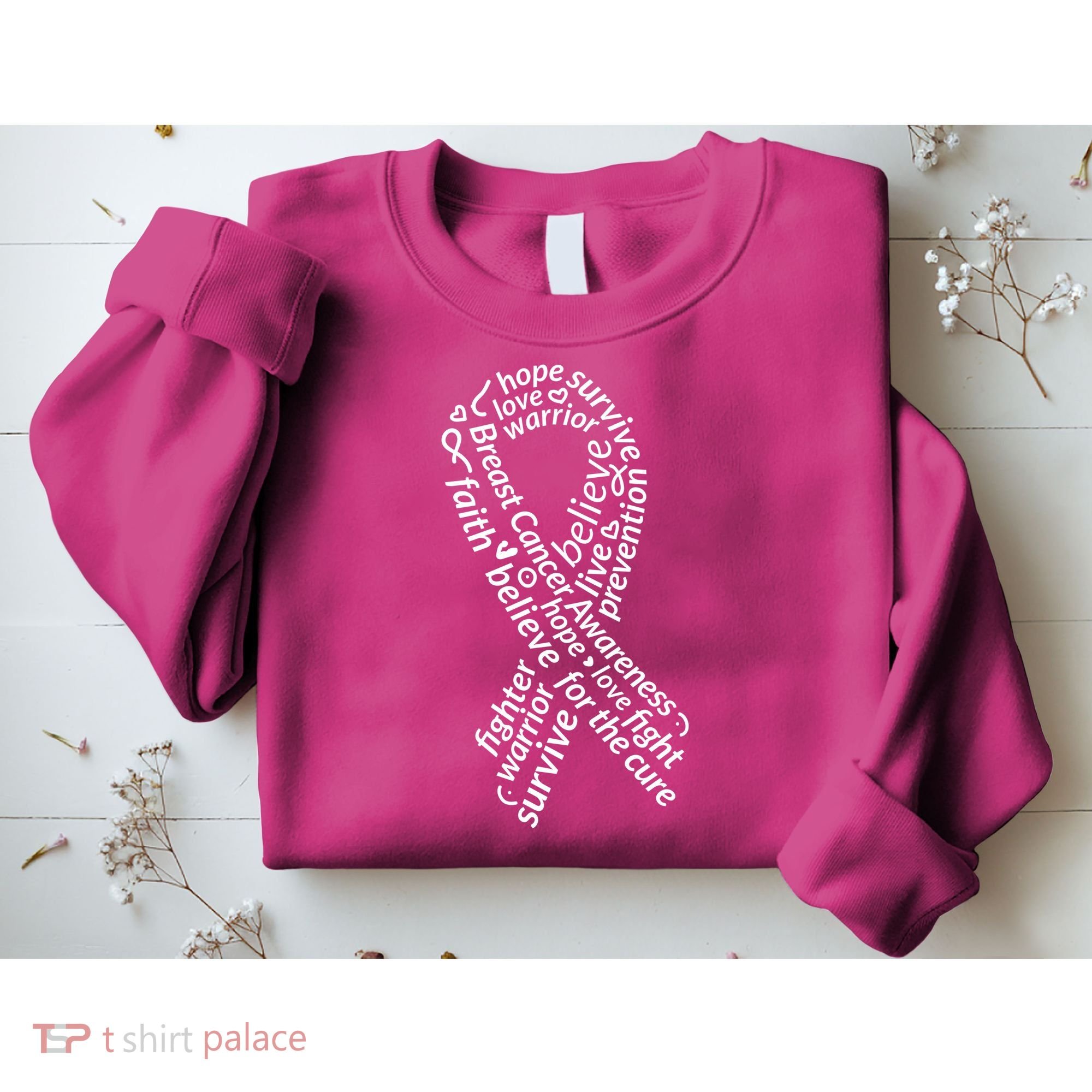 Breast Cancer Warrior Ribbon Awareness Sweatshirt